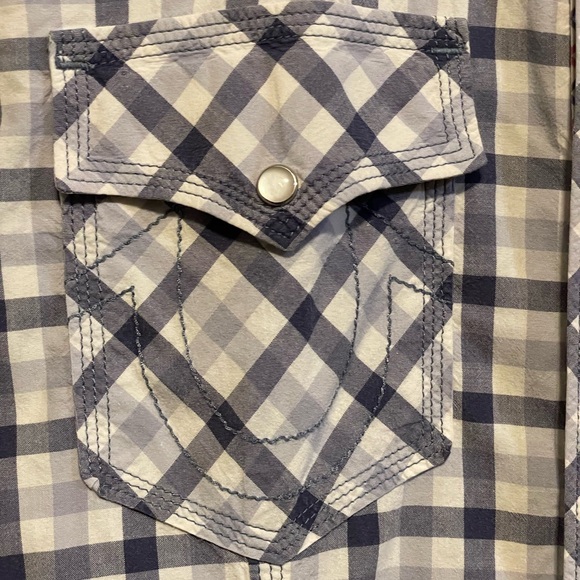 True Religion Men’s Plaid Long Sleeve Pearl Snap Western Shirt EUC Size XL - Picture 3 of 7